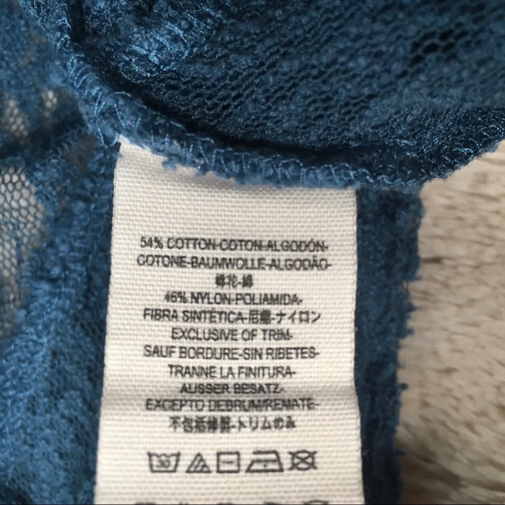 Free People Sheer Blue Floral Boho Sleeveless Top Size Small Cute Hippie - Picture 5 of 8